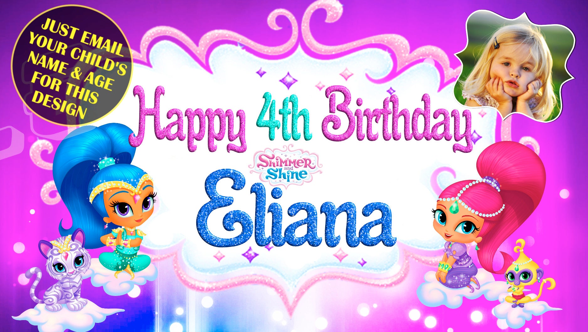 Shimmer and Shine Happy Birthday Banner Birthday Banner - Etsy Singapore