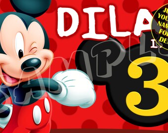 Mickey Mouse Red Polkadot Custom Birthday Banner, Banner, Custom banners, Party Banners, Personalised Birthday Banners, banners and signs