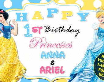 Snow White, Cinderella, Disney Princess, Happy Birthday Banner, Birthday Banner, Custom banners, Party Banners, Personalised Birthday Banner