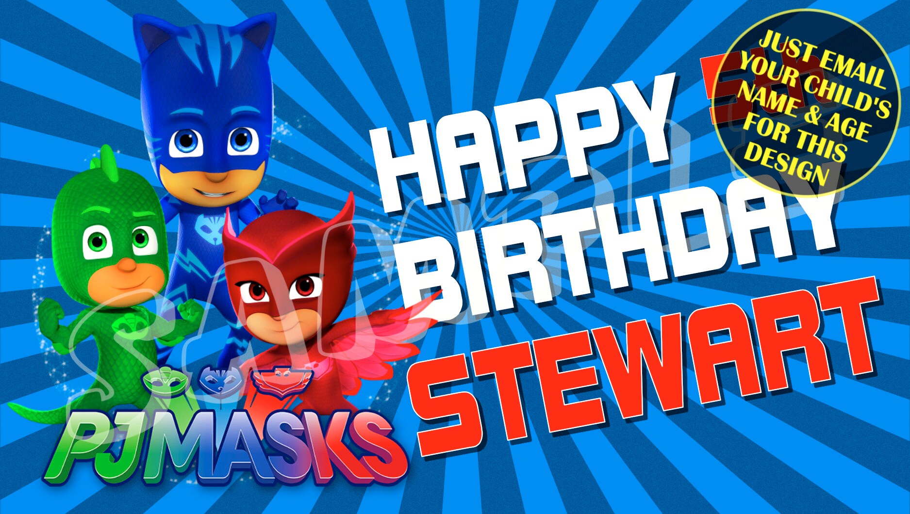 PJ Mask Happy Birthday Banner Birthday Banner Custom - Etsy UK