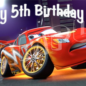 Cars Lightning Mcqueen Happy Birthday Banner Birthday Etsy