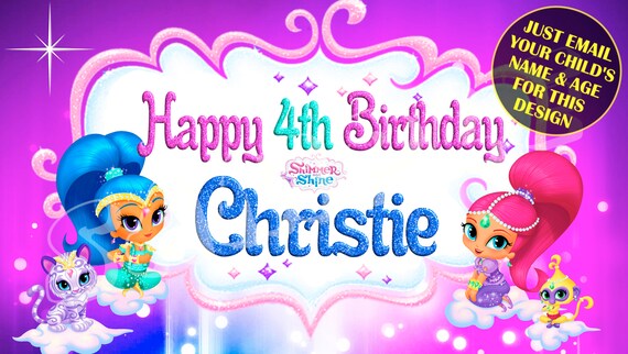 Shimmer And Shine Happy Birthday Banner Birthday Banner Etsy
