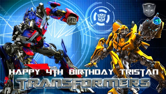 Transformers Optimus Prime Bumble Bee Felice Compleanno Banner Banner Compleanno Custom Bandiere Bandiere Di Partito Personalizzato Compleanno