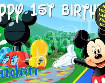 Mickey Mouse Fun House, Happy Birthday Banner, Birthday Banner, Custom banners, Party Banners, Personalised Birthday Banners  banners signs