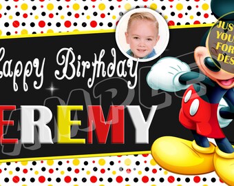 Mickey Mouse Polkadots Custom Birthday Banner photo, Banner, Custom banners, Party Banners, Personalised Birthday Banners, banners and signs