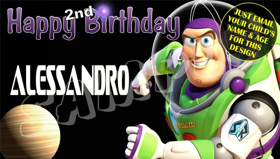 Toy Story Buzz Lightyear Happy Birthday Banner Birthday Etsy