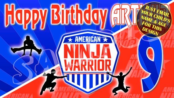 American Ninja Warrior Happy Birthday Banner Birthday Etsy - american ninja warrior 2019 roblox