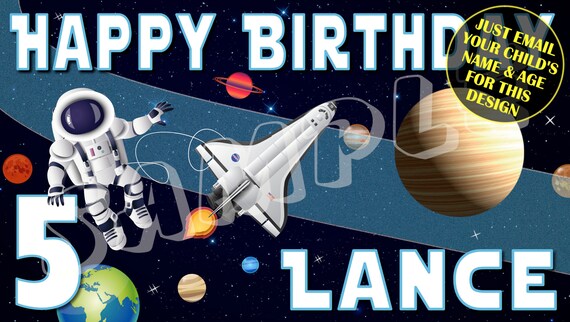 Outerspace Spaceship Planets Happy Birthday Banner Etsy