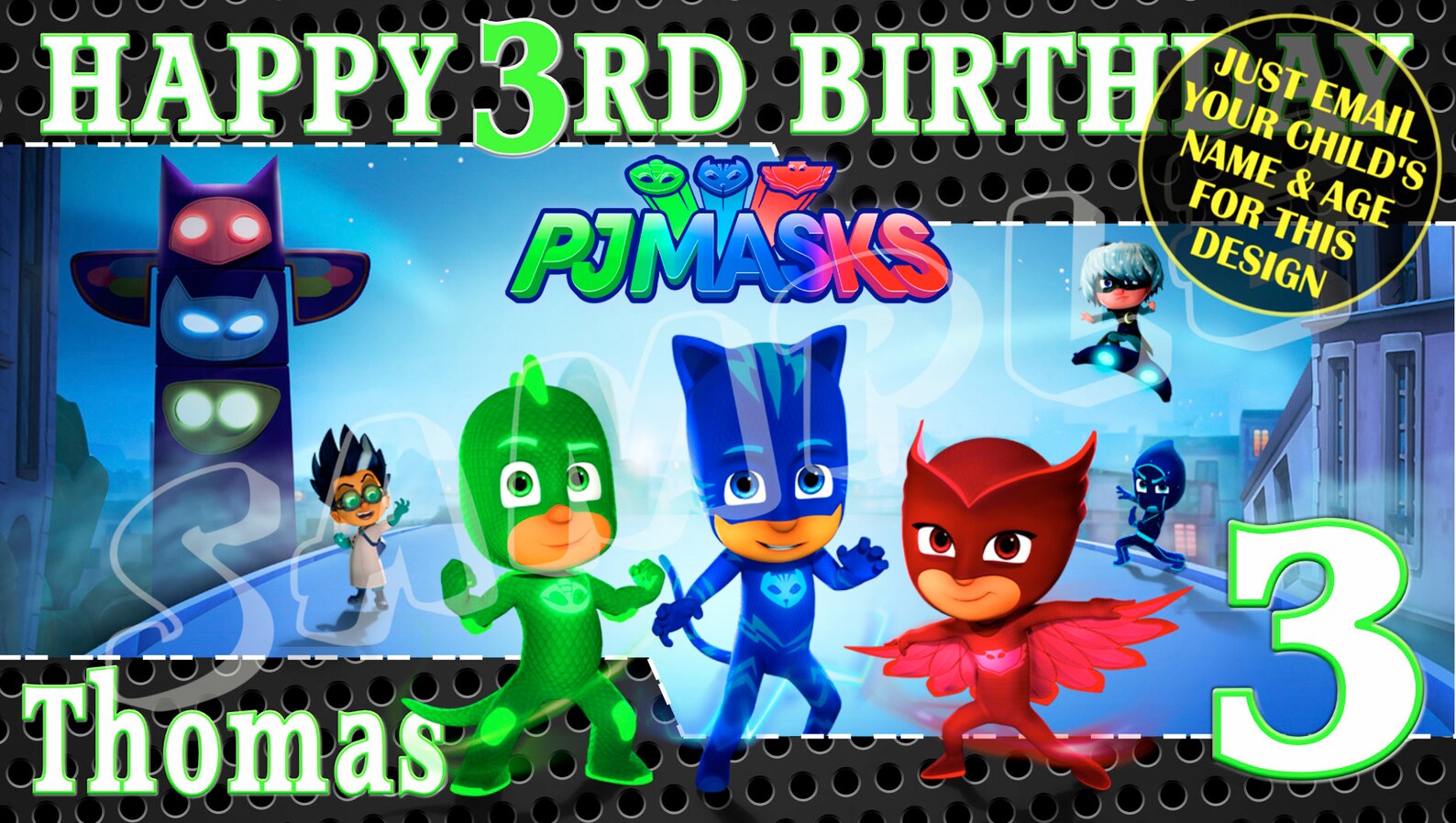 PJ Mask Happy Birthday Banner Birthday Banner Custom - Etsy Hong Kong