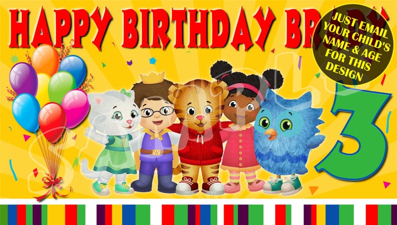 Daniel Tiger Happy Birthday Banner Birthday Banner Custom | Etsy