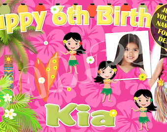 Hawaiian Luau, hula, Happy Birthday Banner, Birthday Banner, Custom banners, Party Banners, Personalised Birthday Banners, banners and signs