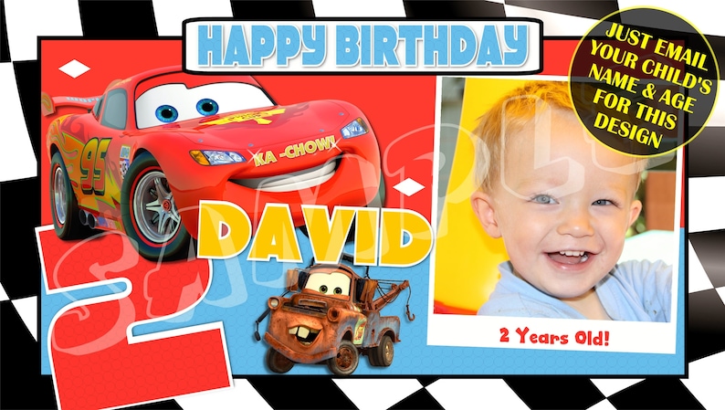 Custom banner Disney Pixar/'s Cars Happy Birthday Banner Birthday Banner Personalised Birthday Banners banners and sign Party Banners