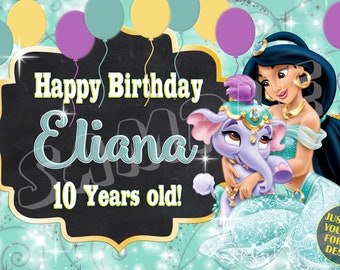 Princess Jasmine, Happy Birthday Banner, Birthday Banner, Custom banners, Party Banners, Personalised Birthday Banners, banners and signs