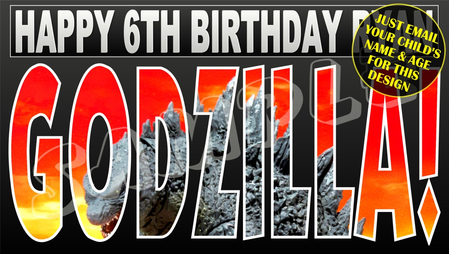 Godzilla Godzilla banner Happy Birthday Banner Birthday | Etsy