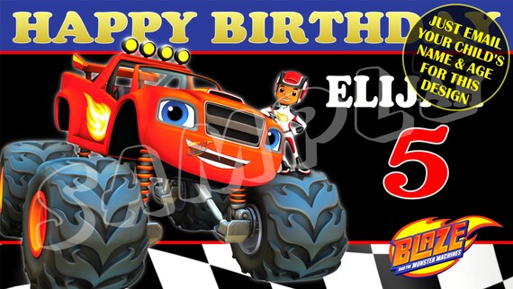Blaze And The Monster Machines Happy Birthday Banner Etsy Blaze And The Monster Machines Happy Birthday Banner Etsy