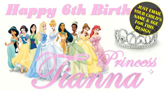 2 x DISNEY PRINCESS JASMINE PERSONALISED PHOTO BIRTHDAY BANNER