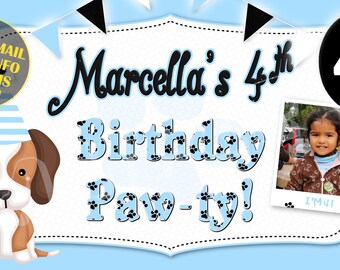 Puppy, Puppy Dog, Happy Birthday Banner, Birthday Banner, Custom banners, Party Banners, Personalised Birthday Banners, sign