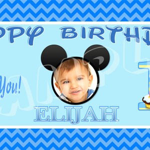 Baby Mickey Mouse, Happy Birthday Banner, Birthday Banner, Custom banners, Party Banners, Personalised Birthday Banners banners and signs image 2