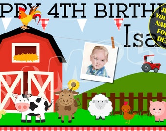 Farm, Farm animals, Happy Birthday Banner, Birthday Banner, Custom banners, Party Banners, Personalised Birthday Banners, banners and signs