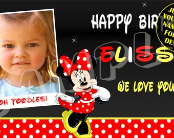 Minnie Mouse, Minnie, Happy Birthday Banner, Birthday Banner, Custom banner, Party Banners, Personalised Birthday Banners, banners and signs