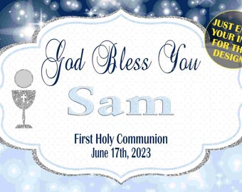 First Holy Communion Banner, Holy Communion Banner, First Communion Banner, Custom banners, Party Banners, Personalised Communion Banners
