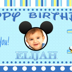 Baby Mickey Mouse, Happy Birthday Banner, Birthday Banner, Custom banners, Party Banners, Personalised Birthday Banners banners and signs image 1