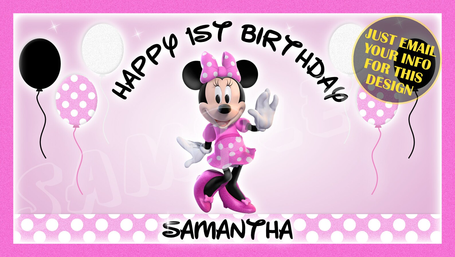 Minnie Mouse Happy Birthday Banner Birthday Banner Custom - Etsy