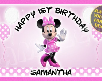 Minnie Mouse, Happy Birthday Banner, Birthday Banner, Custom banners, Party Banners, Personalised Birthday Banners, banners & signs