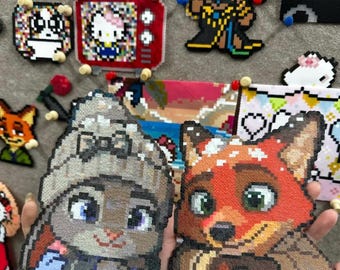 Pixel Art personnalisé en perles : Magnets, porte-clés, décoration murale en velcro