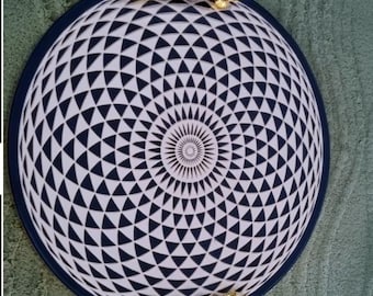 Handwoven African Tray | Geometric Pattern, Modern Home Decor, Gold Handles