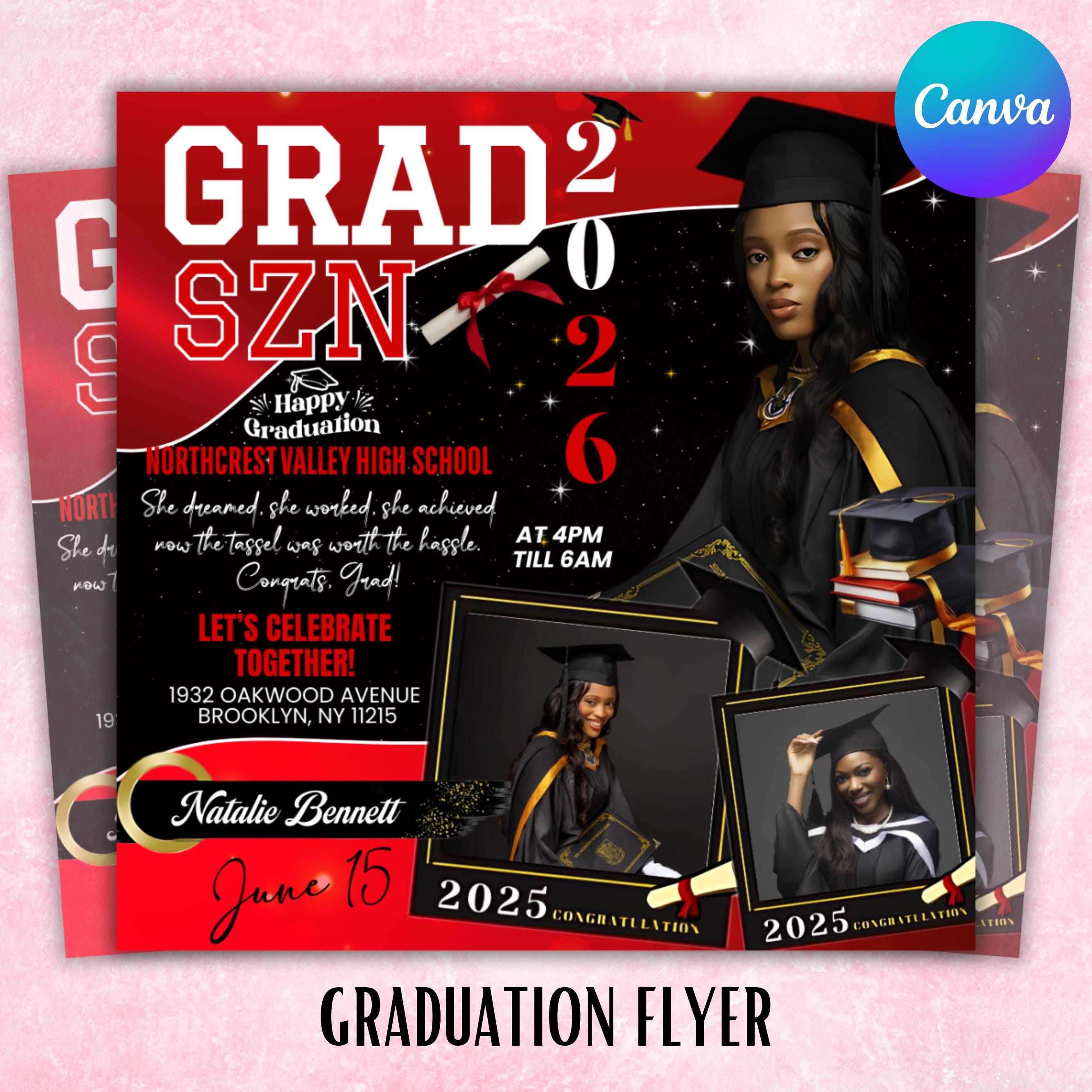 Grad Week Flyer Graduate Flyer, Graduation Party Flyer, Graduation Invitation, College ...