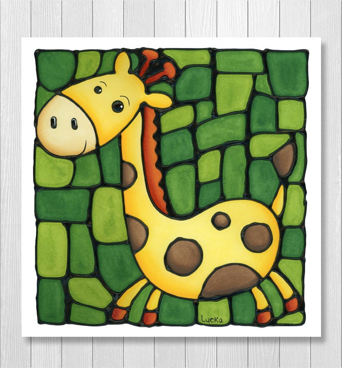 Giraffe Print Nursery Art Safari Themed Nursery Decor Etsy