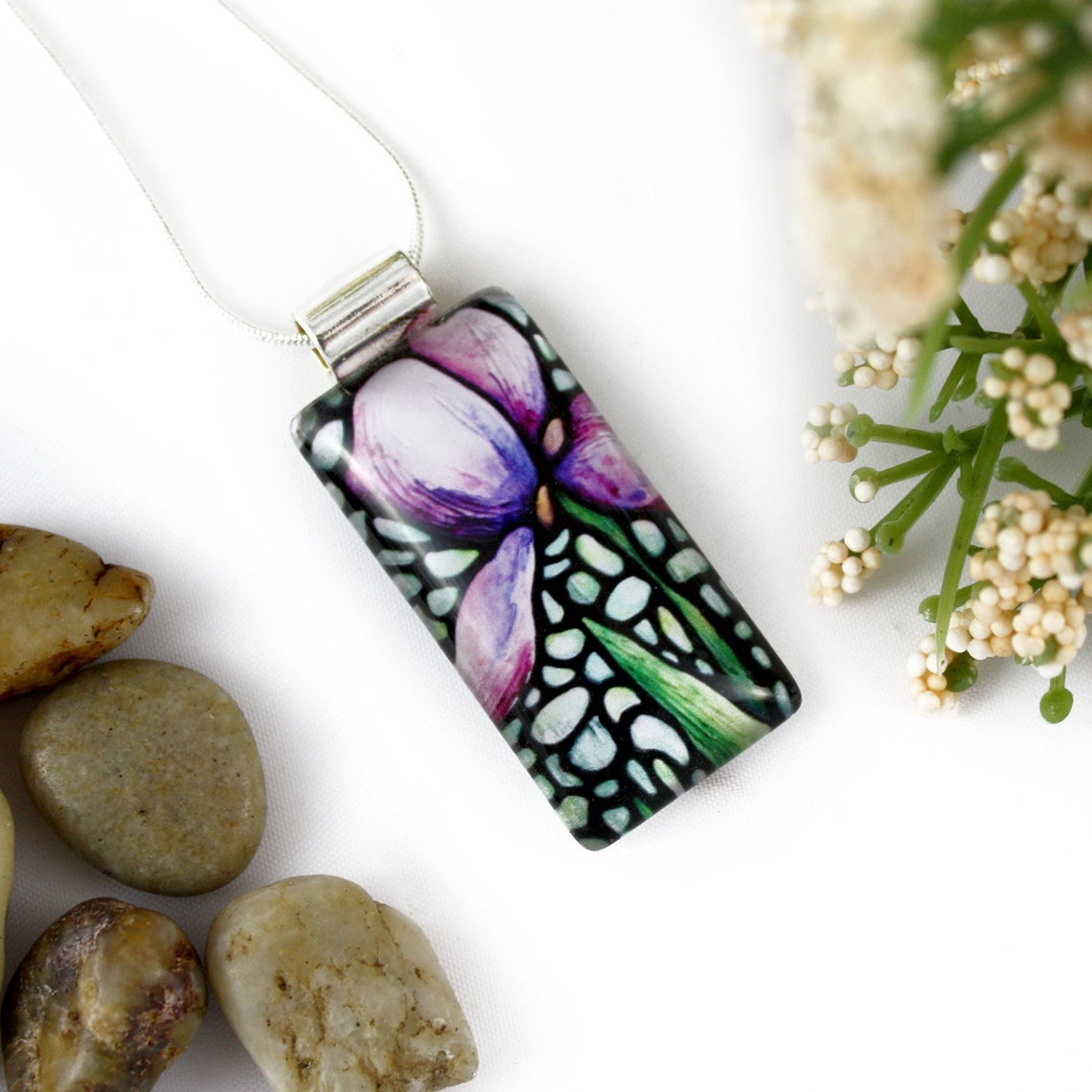 Iris Flower Jewelry Set Flower Necklaces Flower Earrings Etsy