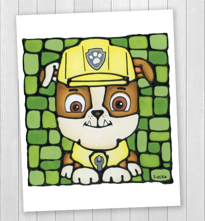 Rubble Paw Patrol Print / Paw Patrol Characters / Nursery Art | Etsy