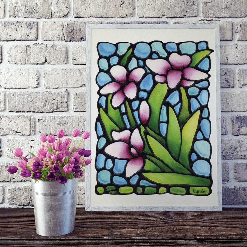 Snapdragon Flowers Print Stained Glass Art Wall Hanging Etsy Ireland