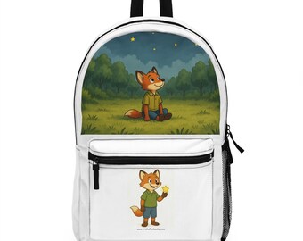Fox Cub Illustration Backpack | Cute Woodland Night Scene