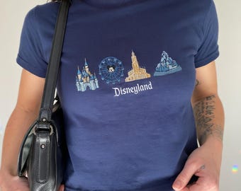 Disneyland Baby Tee, Disney Park Embroidered Baby Tee, Magic Kingdom Trip Outfit, Cute Disney Vacation Tee