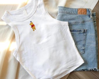 Winnie the Pooh Bee Embroidered Tank Top, Pooh Bear Tank, Disney Inspired Summer Shirt, Disney Trip Outfit