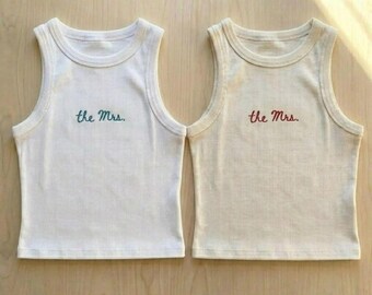 The Mrs Tank Top, Custom Bride Tee for Wedding, Newlywed Gift for Her, Bridal Shower Outfit, Honeymoon Top, Wifey Bachelorette Shirt