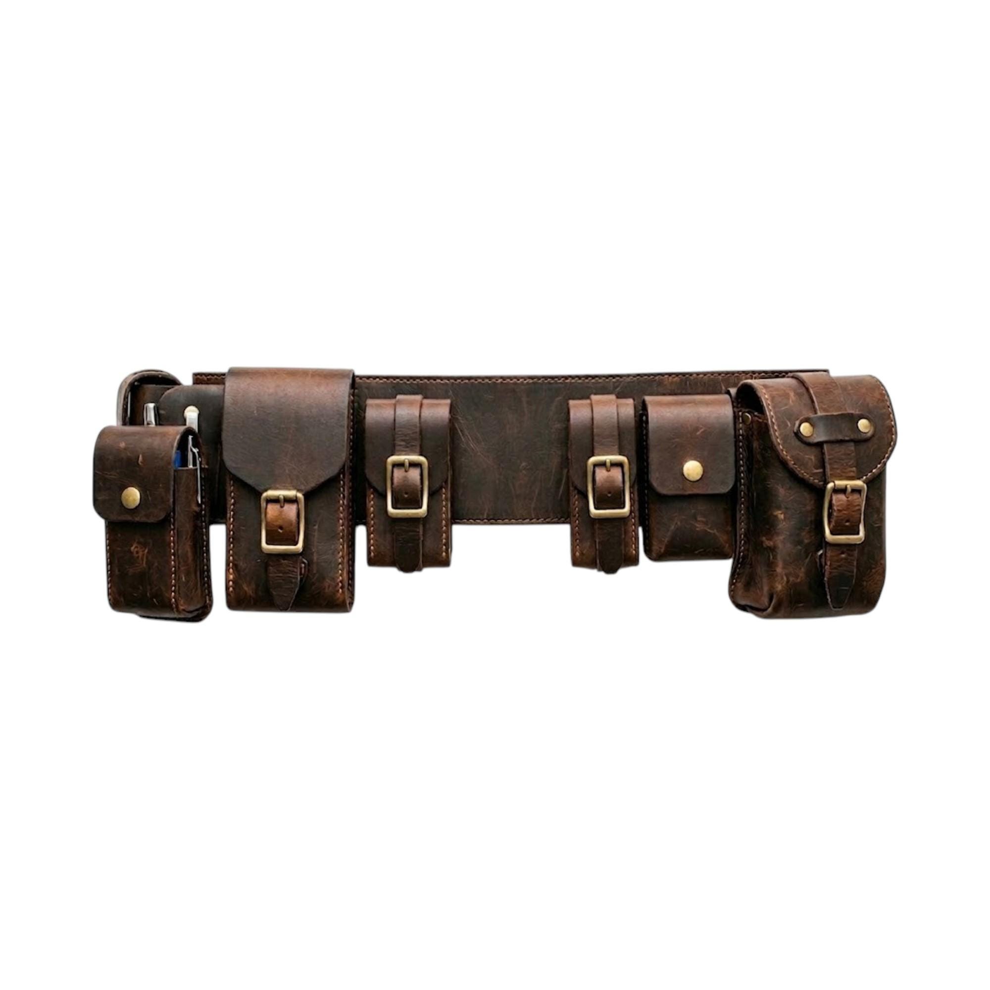 Handcrafted Leather Utility Belt With Pouches:superhero Inspired