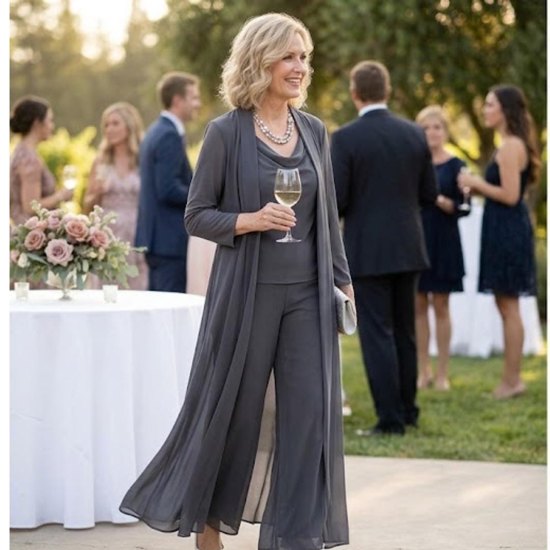 mother of the bride dresses pant suits Elegant Chiffon Suit for Women:mother Outfit, Wedding Guest Pantsuit, Formal Evening Wear, Flowy 3 Piece Set Bride plus size size:US 4 / UK 8 / EU 34 Tech Construction worker outfit - Celebrate in style