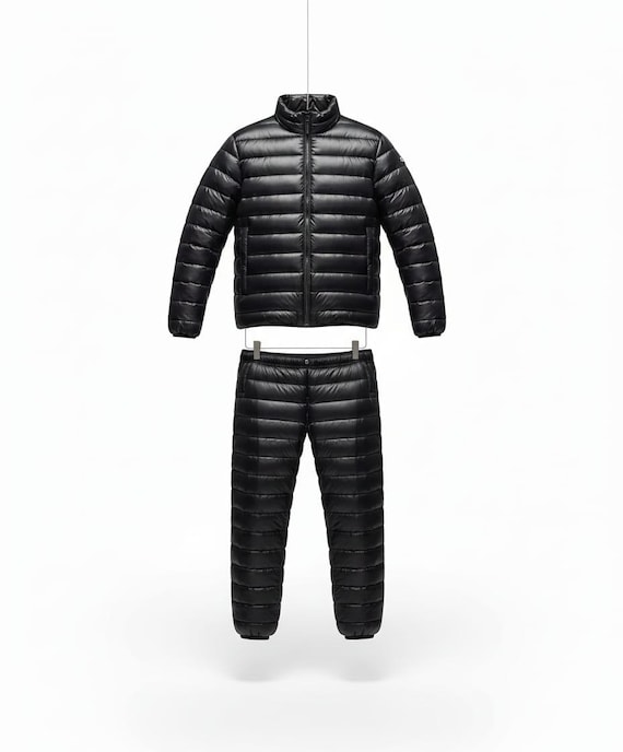 Black Puffer Jacket and Pants Set :Unisex Winter Warm Suit | Handmade Puffer Outfit | Insulated Jacket & Trousers