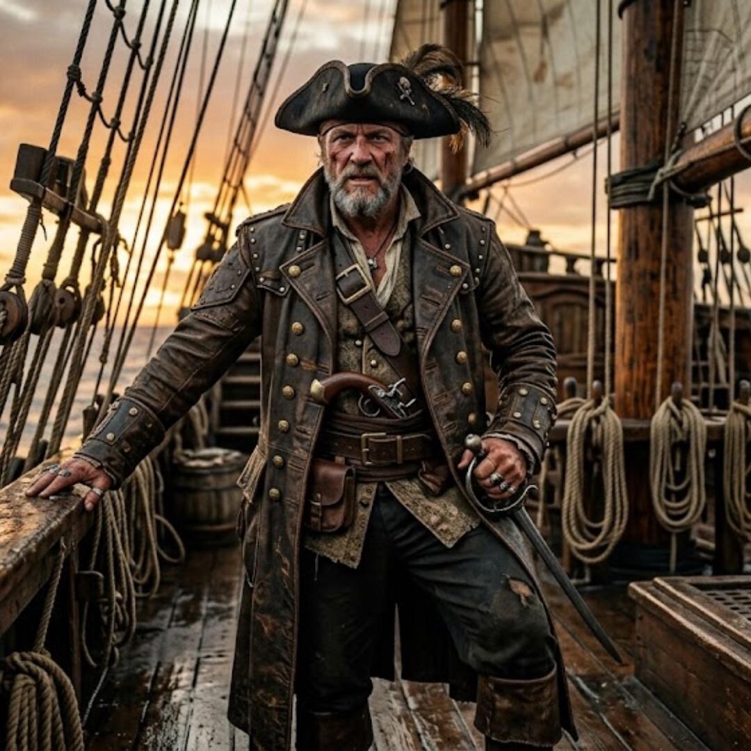 Captain Colgate Handmade Vintage Pirate Captain:leather Trench Coat, Authentic ...