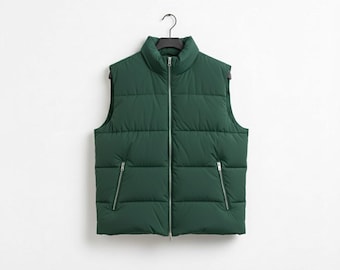 Green Sleeveless Puffer Vest :Lightweight Warm Winter Gilet | Stylish Quilted Vest for Men & Women | Casual Outdoor Puffer Jacket