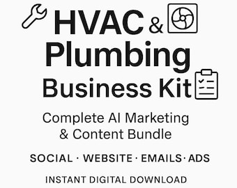 HVAC & Plumbing Business Kit | AI Templates, Website Pages, Social Posts, Captions, Emails, Prompts | Small Service Business Marketing