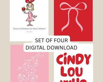 cindy lou who print - set of 4