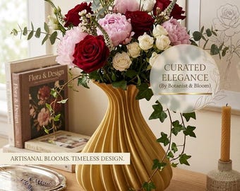 Jarrón espiral dorado, diseño original, jarrón moderno para flores, decoración escultural.