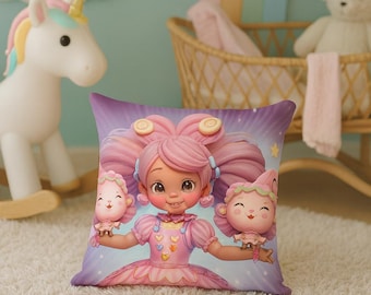 Chibi Girl Pillow, Candy Sweetheart Kawaii Plush Decor