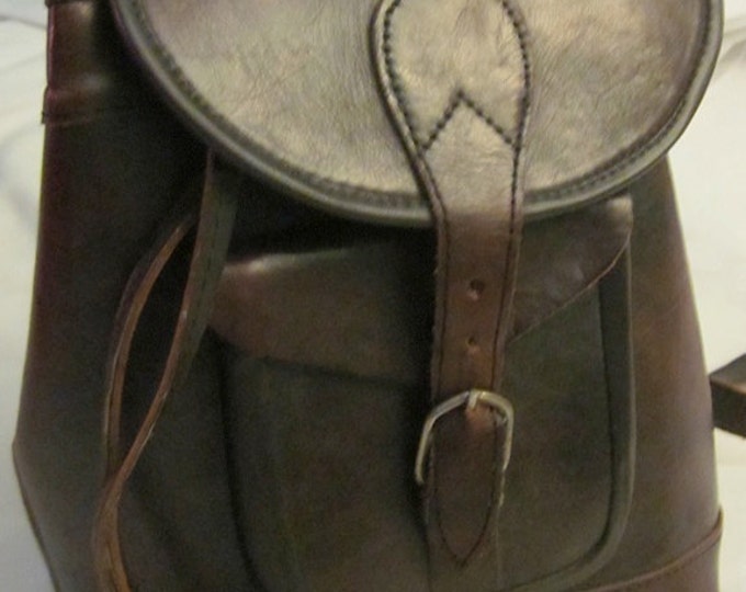 Vintage Brown Leather Backpack Etsy