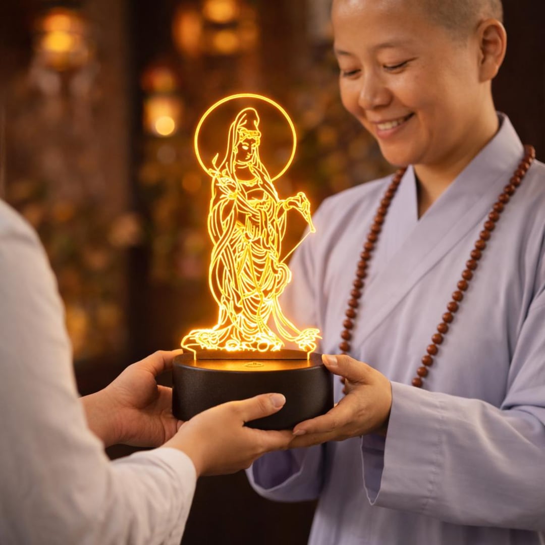 Guanyin LED Night Light | Buddhist Altar Lamp | Avalokiteshvara Acrylic ...